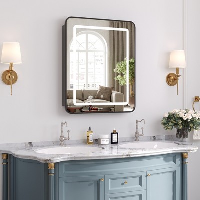 Lighted Medicine Cabinet with Mirror Wall Mounted Bathroom Mirror with Storage