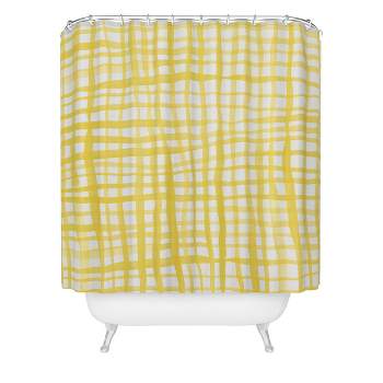 Deny Designs Angela Minca Yellow Gingham Doodle Shower Curtain