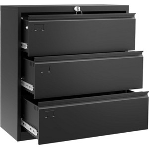 3-Drawer Lateral File Cabinet with Lock, Heavy-Duty Wide Steel Filing Cabinet for Letter, Legal & A4 Documents, Horizontal Storage for Home Office - 1 of 4