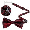 Men's Black And Red Paisley 100% Silk Pre-Tied adjustable Bow Tie Pocket Square Cufflinks Set - 4 of 4