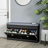 Resenkos Storage Ottoman Bench,Modern Shoe Storage Bench with Cushion, 2 Drawers,Holds 8 Pairs, Black - 2 of 4