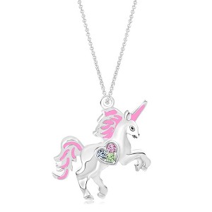 Chanteur Hypoallergenic Kids Jewelry Accessories Unicorn Crystal White Gold Palladium Plating Necklace - 1 of 1