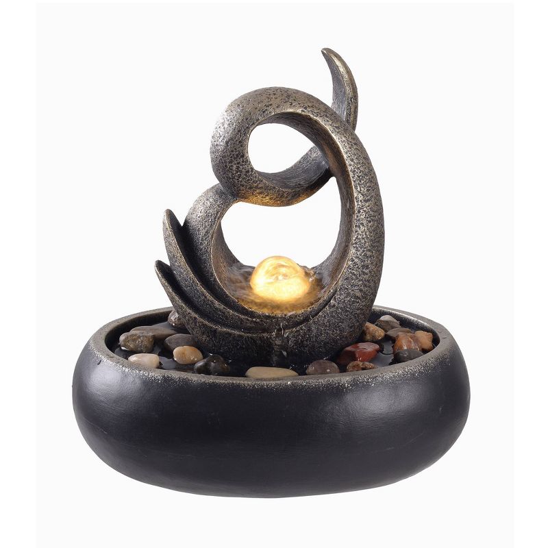7.5&#34; Resin Table Top Fountain with LED Lights Brown - Teamson Home, 1 of 9