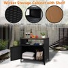 Patio Outdoor Wicker Storage Cabinet - Powder Coated Steel, Bar Table with 2 Door and Shelf, All Weather Resin Wicker,  for Patio Pool Garden Kitchen - 3 of 4