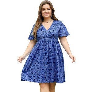 Women's Plus Size A Line Party Mini Dress Knee Length Wrap Dress  redf X-Large - 1 of 1