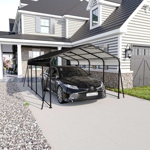 12x20FT Garage Carport with Galvanized Steel Roof,Metal Heavy Duty Outdoor RV Carports,Multi-Use Waterproof Garage Shed for Car,Truck-Coolbibila - 1 of 4