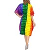 HAPPY BAY Women's Loungewear Summer Dailywear Relaxed Fit Rainbow Stripe Caftan Short Evening Gown 2X-3X Multicolored Stripe - 3 of 4