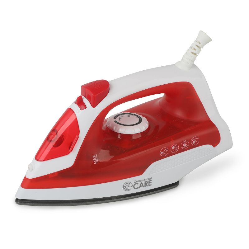 COMMERCIAL CARE Steam Iron, Portable Iron, Self-Cleaning Steamer for Clothes with Nonstick Soleplate, 1 of 8