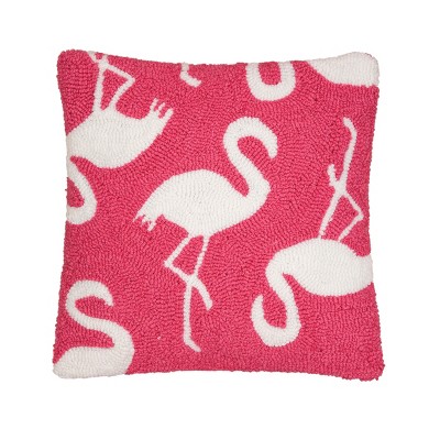 C&F Home 15" x 15" Beachy Flamingo Hooked Throw Pillow