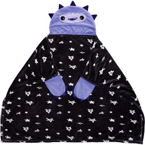 Pavilion Gift Company - Purple Snuggle Monster - 30" x 40" Coral Fleece Hooded Blanket - Throw Blankets - 1 of 4