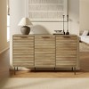 LuxenHome Mid-Century Modern Wave 3-Door 55.1-Inch Wide Kitchen Sideboard Cabinet with Metal Legs - 2 of 4
