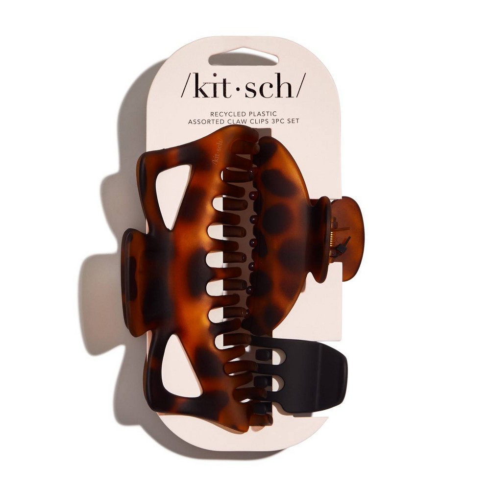 Kitsch Recycled Plastic Assorted Claw Jumbo Hair Clips - 3ct