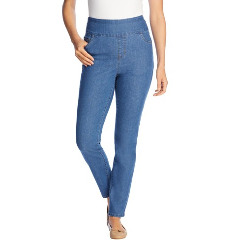 Woman Within Women's Plus Size Flex-Fit Pull-On Slim-Leg Denim Jean - image 1 of 4