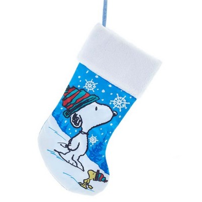 Christmas 18.0" Snoopy Woodstock Stocking Peanuts Snowflakes  -  Holiday Stockings