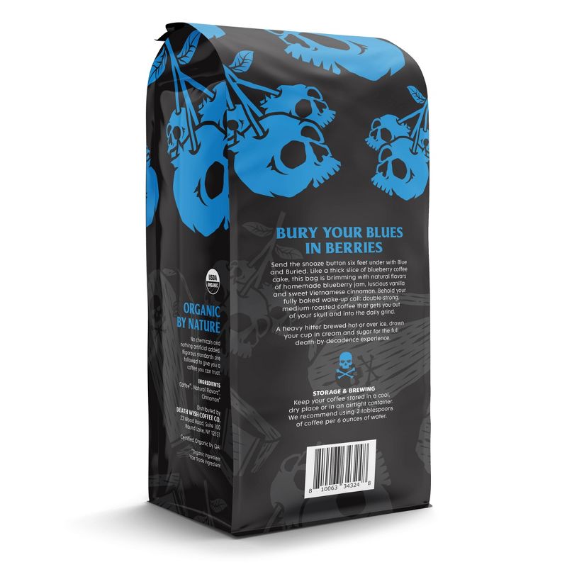 Death Wish Blue &#38; Buried Blueberry and Vanilla Flavored Ground Coffee Fair Trade &#38; Organic - 12oz, 3 of 8