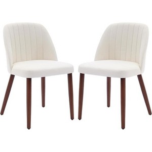 Dining Chairs Set of 2, Upholstered Kitchen Dining Room Chairs with Padded Seat and Wood Legs, Modern Fabric Side Dinner Chair for Dining Room - 1 of 4