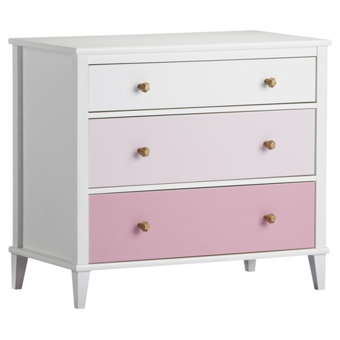 Monarch Hill Kids Poppy 3 Drawer Dresser White Pink Little