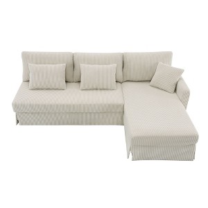 NicBex Modern L-Shaped Corduroy Sectional Sofa with Reversible Chaise and 3 Pillows for Living Room,Apartment,Office,Beige - 1 of 4