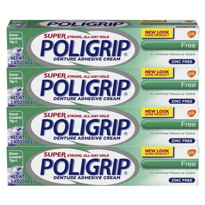 Poligrip Super Strong All-Day Hold Denture Adhesive Cream - 2.4oz/4pk