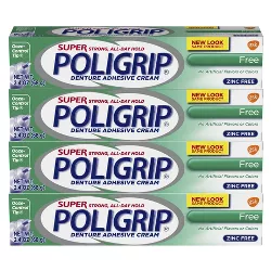 Poligrip Super Strong All-Day Hold Denture Adhesive Cream - 2.4oz/4pk