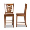 Baxton Studio 2pc Gervais Wood Barstool Set Walnut: Upholstered Polyester, Fixed Height Counter Stools - 3 of 4