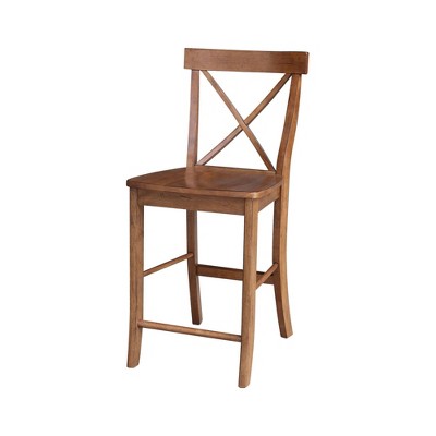 Distressed Oak 50" Round Extendable Dining Set with 4 X-Back Chairs