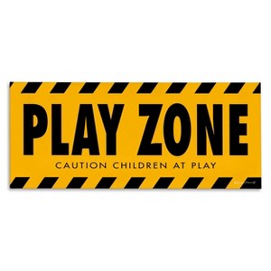 Stupell Industries 10"x24" Kids' Play Zone Caution Children Construction Sign Yellow Black Wall Art Unframed - 1 of 4