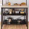 Multi-Functional Kitchen Island with Storage – Heavy-Duty Wood & Metal Design, Microwave Shelf, 3-Tier Shelves, 5 Hooks, Coffee Bar Convertible - 4 of 4