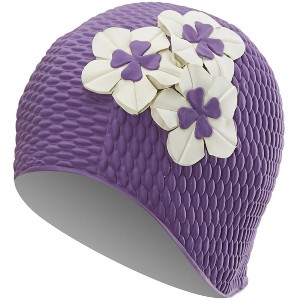 Sporti Floral Bubble Swim Cap - 1 of 4