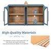 Retro-Style 4-Door Sideboard with Adjustable Shelves, Oak Veneer Rubber Wood Frame, Magnetic Lock, Large Storage Cabinet for Kitchen Living Room Navy - 4 of 4