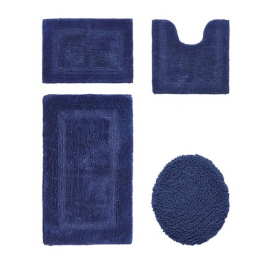 Lux Premium 100% Cotton Tufted Solid Reversible 4 Piece Bath Rug Set – Ultra-Soft, Water-Absorbent, Durable, Machine Washable Bathroom Rug