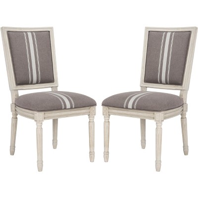 Elegant Transitional Grey Linen Upholstered Side Chair Set