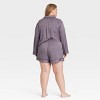 Women's Luxury Collection Shadow Striped Satin Notch Collar Top and Shorts Pajama Set - Auden™ - 2 of 3