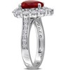 CREATED FOREVER | Sterling Silver 3 CT TGW Created Ruby and 1.60 CT TW Lab-Grown Diamond Heart Halo Ring - 2 of 4