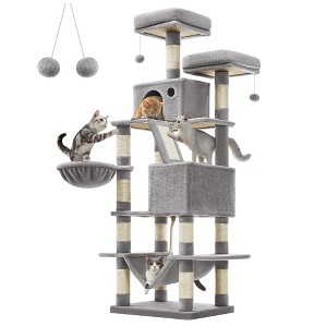 Feandrea 66.1/81.1"H Cat Tree Cat Tower for Indoor Cats, Plush Multi-Level Cat Condo with Scratching Posts, Perches, Caves, Hammock - 1 of 4