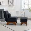 Corduroy Accent Chair with Ottoman, Single Sofa with Walnut Wooden Leg for Living Room, BedRoom, Office - Maison Boucle - 2 of 4