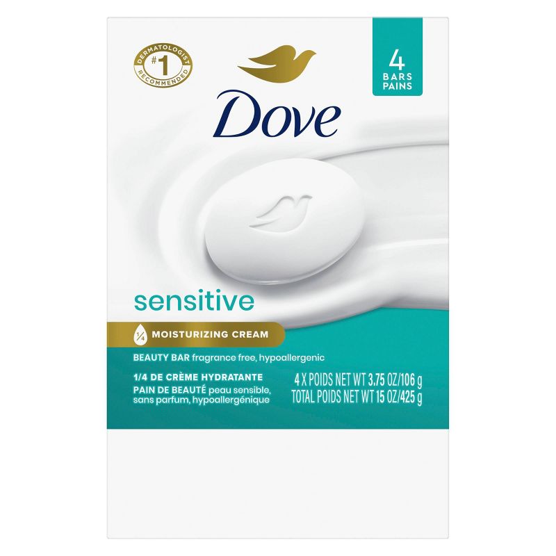 Dove Beauty Sensitive Skin Unscented Beauty Bar Soap - 4pk - 3.75oz each, 4 of 12