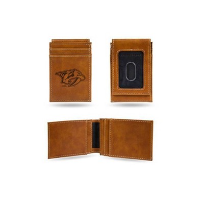 NHL Nashville Predators Brown Laser Engraved Front Pocket Wallet