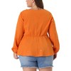Agnes Orinda Women's Plus Size Gorgeous Gold Geometric Print Elastic Party Waist Blouses - 4 of 4