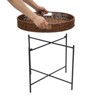 YIYIBYUS Foldable Braided Round Side Table, Coffee Table with Removable Tray, Imitation Rattan End Table - 2 of 4