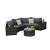 Outdoor Patio Furniture 7-Piece Half-Moon Sectional Round Patio Furniture Set Sofa with Tempered Glass Round Coffee Table - 3 of 4