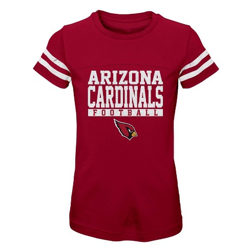 NFL Arizona Cardinals Girls' Short Sleeve Stripe Fashion T-Shirt - XS