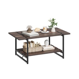 CuisinSmart 2-Tier Industrial Coffee Table with Open Design Storage Shelf and Metal Rectangle Center Coffee Table, Accent Furniture - 1 of 4