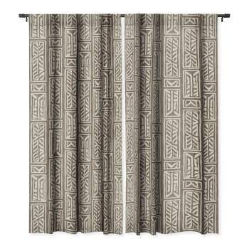 Little Arrow Design Co rayleigh feathers brown Set of 2 Panel Blackout Window Curtain - Deny Designs
