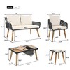6-Piece Outdoor Patio Rope Conversation Sofa Set with Acacia Wood Cool Bar Table and 2 Stools - 3 of 4