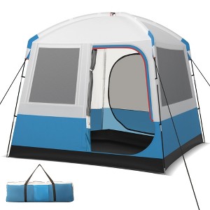 Tangkula Camping Tent for 3-5 People Cabin Shelter w/ Large Double-Layer Mesh Front Door - 1 of 4