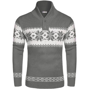 COOFANDY Men's Christmas Sweater Ugly Knitted Xmas Sweaters Casual Snowflake Pullover Knitwear - 1 of 4
