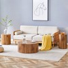 Set of Three Cylindrical MDF Coffee Tables with Wood-Grain Marble-Patterned Tops, Modern Minimalist Design for Living Room or Lounge - 2 of 4