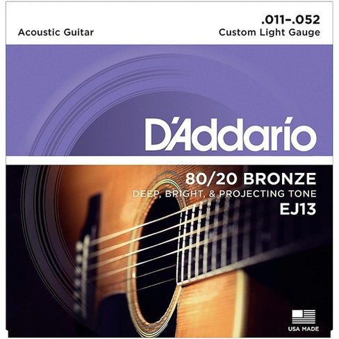 D addario Ej13 80 20 Bronze Custom Light Acoustic Guitar Strings