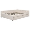 YOOCOZZ Modern Upholstered Platform Bed with USB Ports and 2 Under-Bed Storage Drawers - Beige - 3 of 4